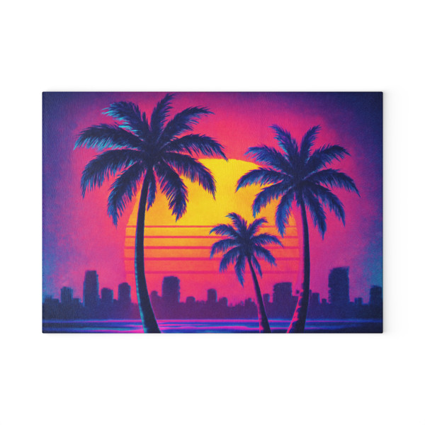 Neon Miami Nights - Glass Cutting Board