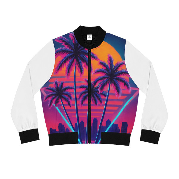 Neon Miami Nights - Women's Bomber Jacket (AOP)