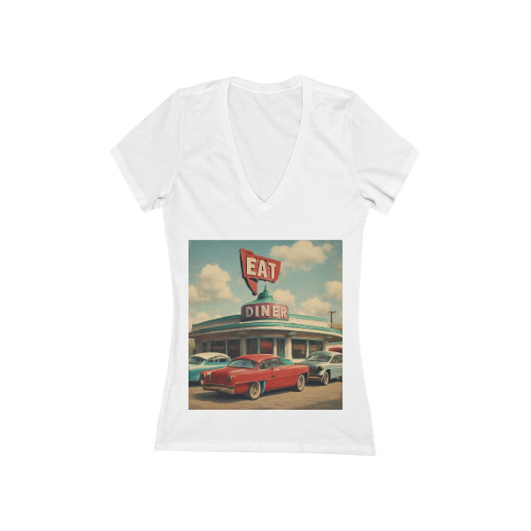 Classic Roadside Americana - Women's Jersey Short Sleeve Deep V-Neck Tee
