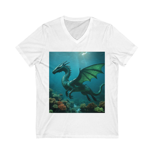 Emerald Depths Wyrm - Unisex Jersey Short Sleeve V-Neck Tee Emerald Depths Wyrm - Unisex Jersey Short Sleeve V-Neck Tee