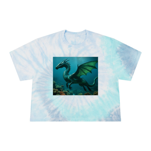 Emerald Depths Wyrm - Women's Tie-Dye Crop Tee