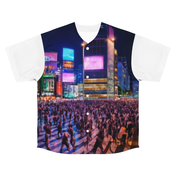 Vibrant Tokyo Crossroads - Men's Baseball Jersey (AOP)