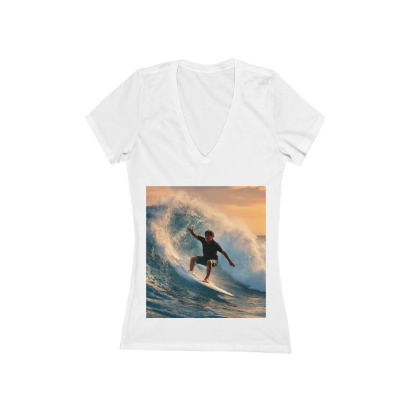 Dynamic Surf Rider - Women's Jersey Short Sleeve Deep V-Neck Tee Dynamic Surf Rider - Women's Jersey Short Sleeve Deep V-Neck Tee