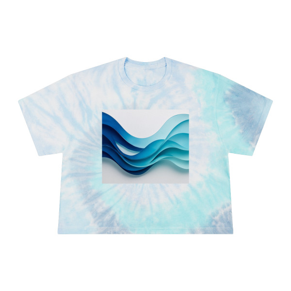 Fractal Wave Harmony - Women's Tie-Dye Crop Tee