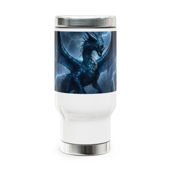 Ethereal Storm Dragon - Stainless Steel Travel Mug with Handle, 14oz
