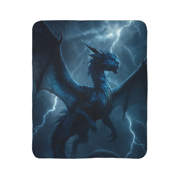 Ethereal Storm Dragon - Fleece Sherpa Blanket