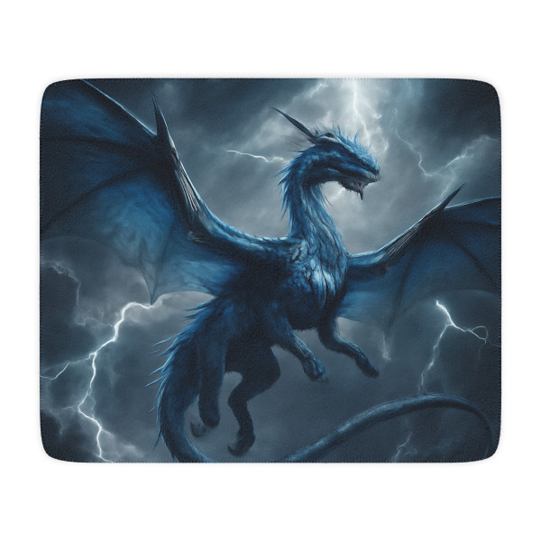 Ethereal Storm Dragon - Tan Sherpa Blanket