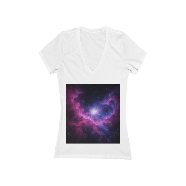Ethereal Cosmic Voyage - Women's Jersey Short Sleeve Deep V-Neck Tee