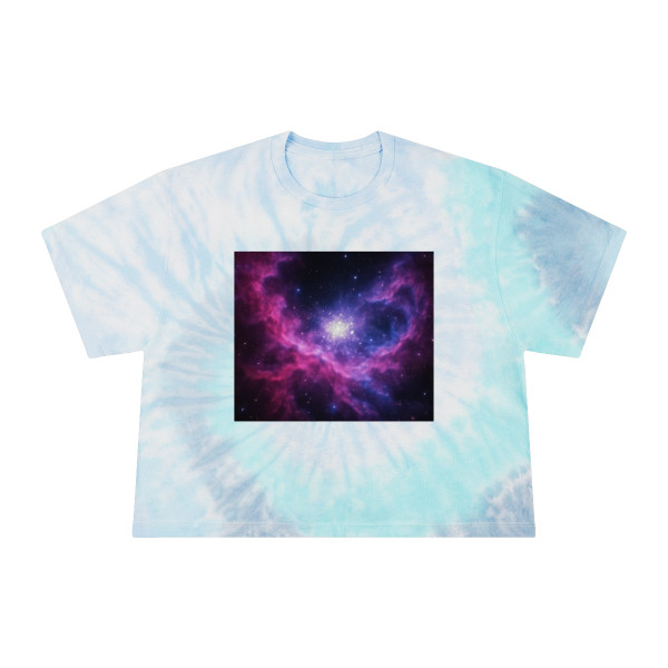 Ethereal Cosmic Voyage - Women's Tie-Dye Crop Tee