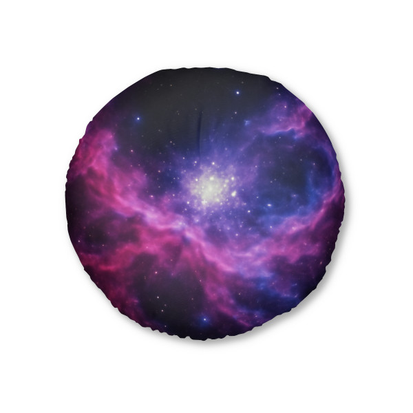 Ethereal Cosmic Voyage - Tufted Floor Pillow, Round