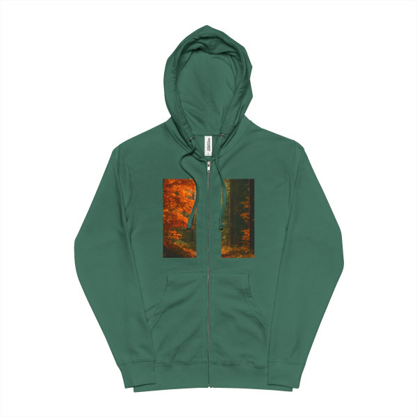 Golden Autumn Retreat - Unisex Fleece Zip Up Hoodie