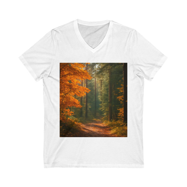Golden Autumn Retreat - Unisex Jersey Short Sleeve V-Neck Tee