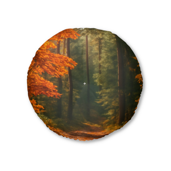 Golden Autumn Retreat - Tufted Floor Pillow, Round