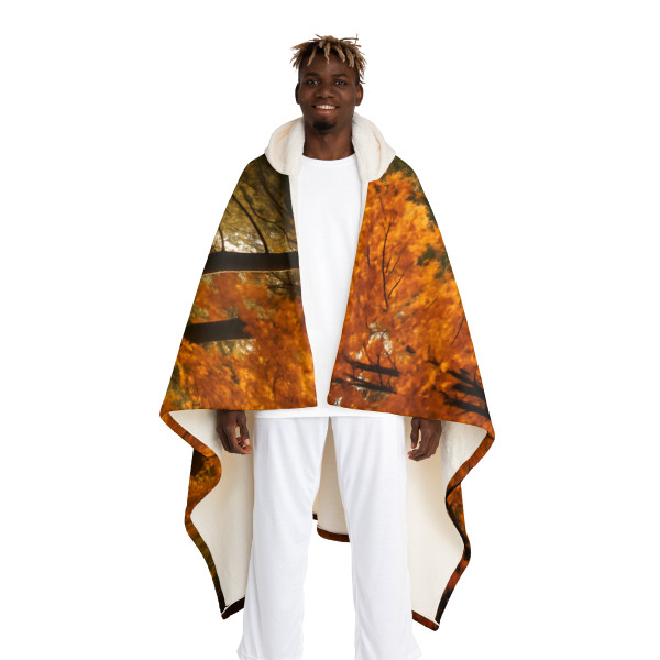 Golden Autumn Retreat - Hooded Sherpa Fleece Blanket