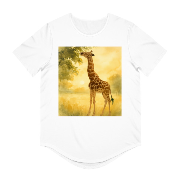 Gentle Giraffe Glow - Men's Jersey Curved Hem Tee