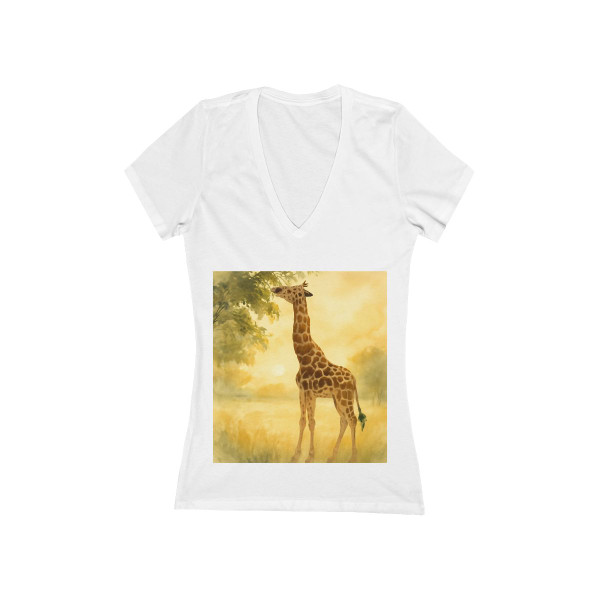 Gentle Giraffe Glow - Women's Jersey Short Sleeve Deep V-Neck Tee