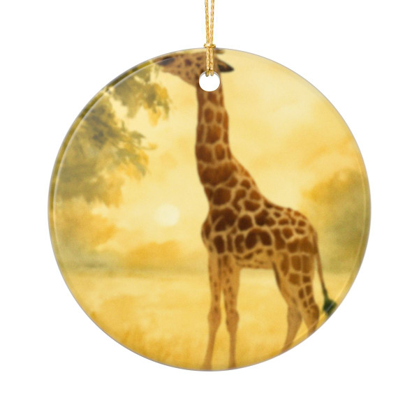 Gentle Giraffe Glow - Ceramic Ornaments (2-Side Print)