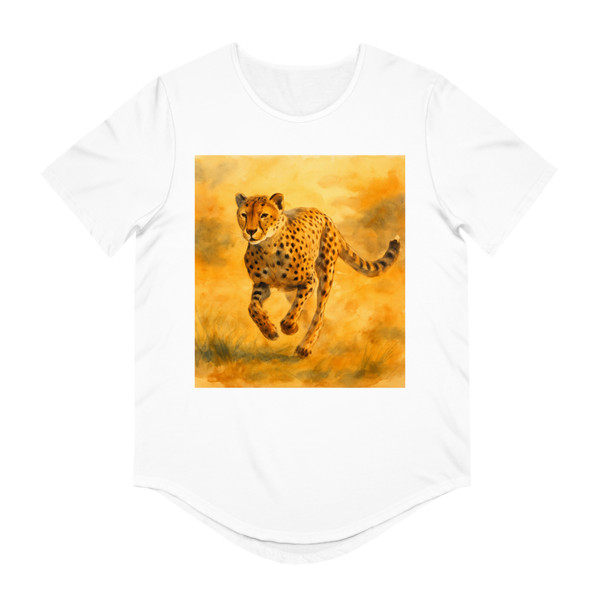 Hunting Grace of the Cheetah - Men's Jersey Curved Hem Tee