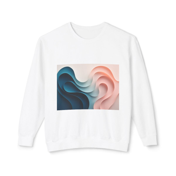 Fluid Harmony Waves - Unisex Lightweight Crewneck Sweatshirt