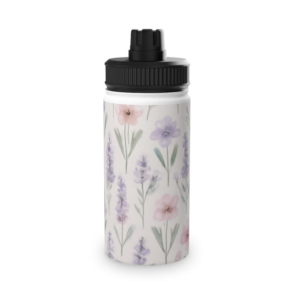 Charming Meadow Bliss - Stainless Steel Water Bottle, Sports Lid