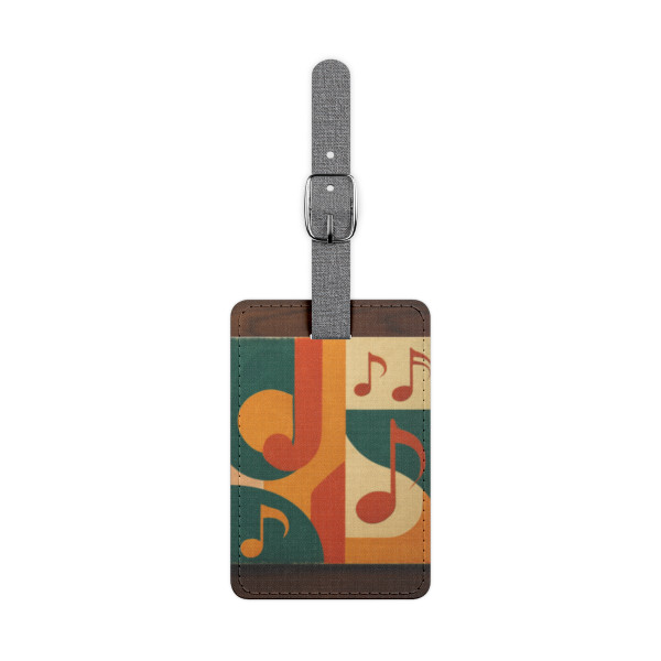 Timeless Vinyl Vibes - Saffiano Polyester Luggage Tag, Rectangle