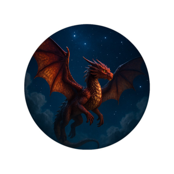Celestial Fire Drake - Transparent Outdoor Stickers, Round, 1pcs