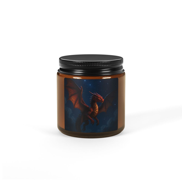 Celestial Fire Drake - Scented Soy Candle (Multi-Size, Amber Jar)