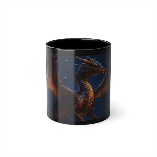 Celestial Fire Drake - Black Coffee Cup, 11oz
