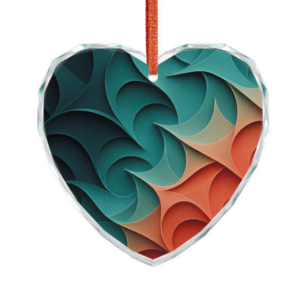 Fractal Harmony Waves - Crystal Glass Ornament