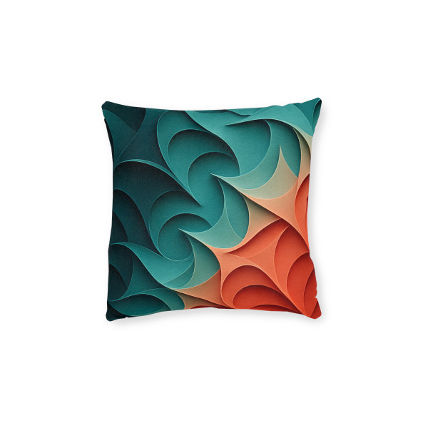Fractal Harmony Waves - Square Pillow - Pink Back