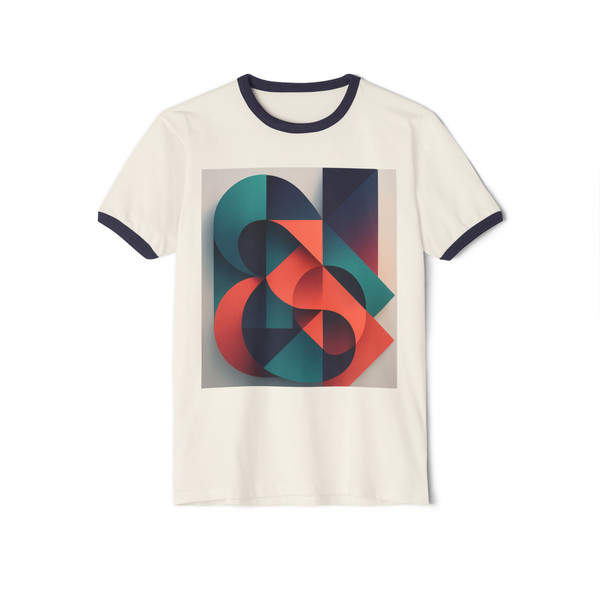 Geometric Resonance - Unisex Cotton Ringer T-Shirt