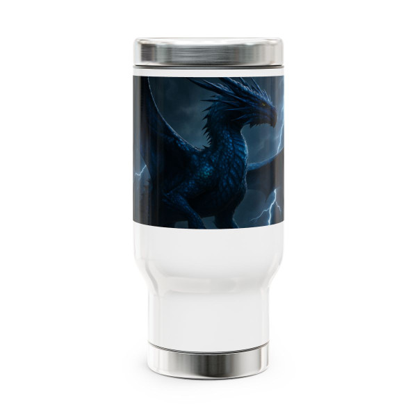 Celestial Storm Dragon - Stainless Steel Travel Mug with Handle, 14oz