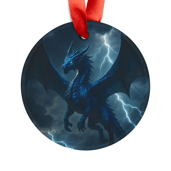 Celestial Storm Dragon - Acrylic Ornament with Ribbon