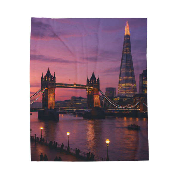 London Twilight Reflections - Velveteen Plush Blanket