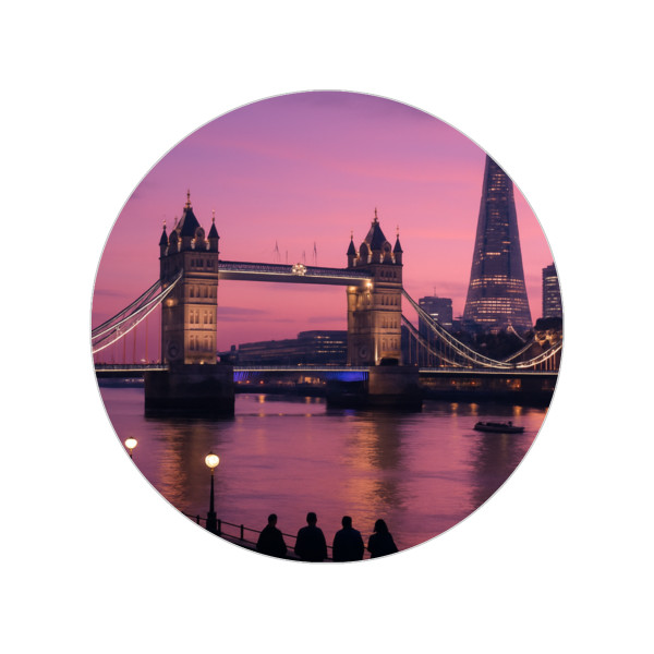 London Twilight Reflections - Transparent Outdoor Stickers, Round, 1pcs