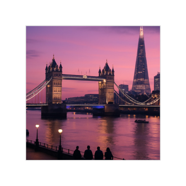 London Twilight Reflections - Transparent Outdoor Stickers, Square, 1pc