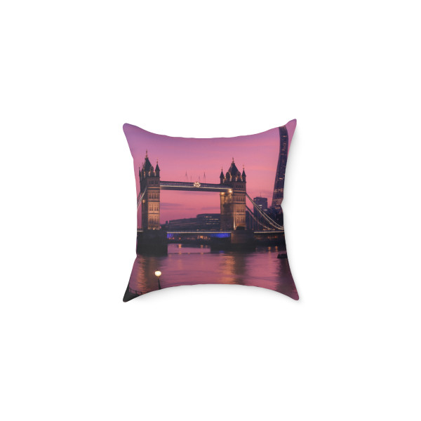 London Twilight Reflections - Square Poly Canvas Pillow