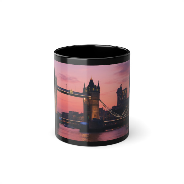 London Twilight Reflections - Black Coffee Cup, 11oz