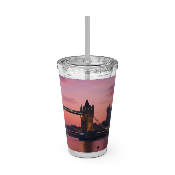 London Twilight Reflections - Sunsplash Tumbler with Straw, 16oz