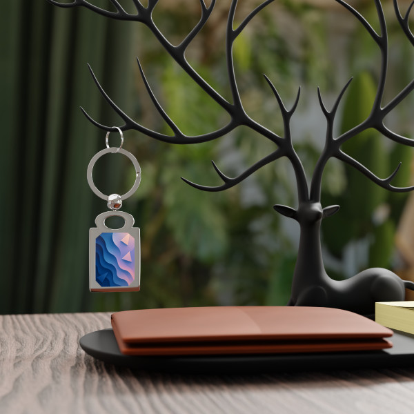 Fluid Geometry Harmony - Rectangle Photo Keyring