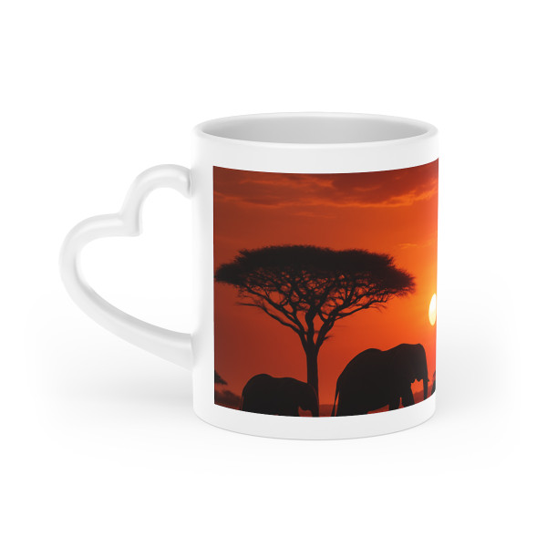 Savanna Harmony - Heart-Shaped Mug
