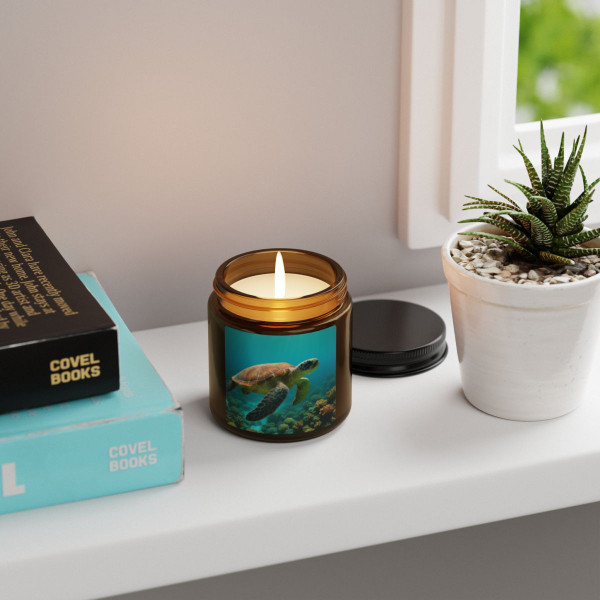 Serene Ocean Whisper - Scented Soy Candle (Multi-Size, Amber Jar)