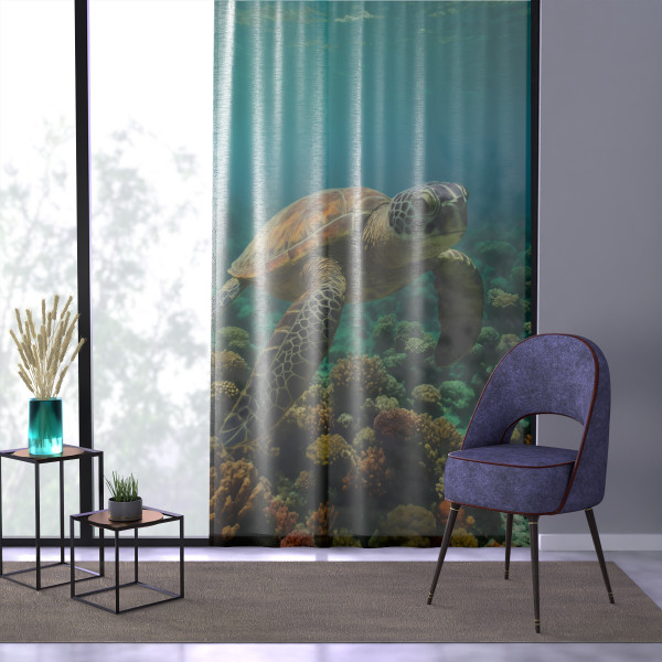 Serene Ocean Whisper - Window Curtain