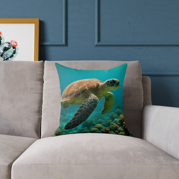 Serene Ocean Whisper - Square Poly Canvas Pillow