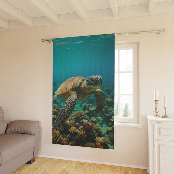 Serene Ocean Whisper - Window Curtains (1 Piece)