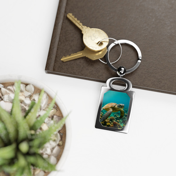 Serene Ocean Whisper - Rectangle Photo Keyring
