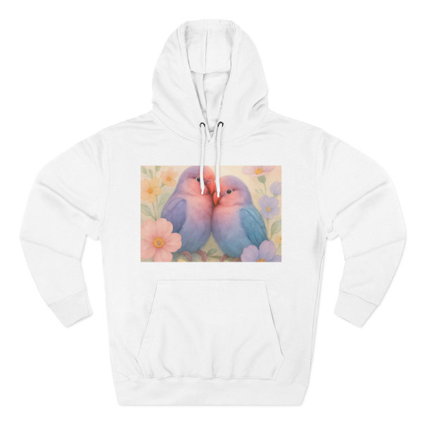 Whimsical Love Birds - Three-Panel Fleece Hoodie