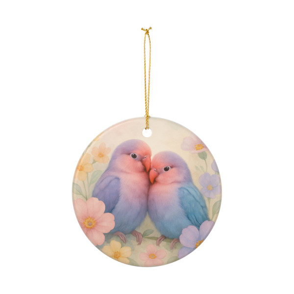 Whimsical Love Birds - Ceramic Decoration Ornament, (1pc)