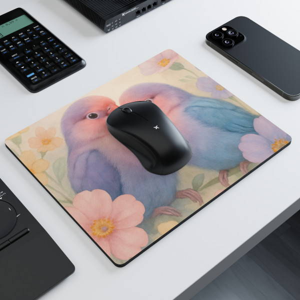 Whimsical Love Birds - Rectangular Mouse Pad