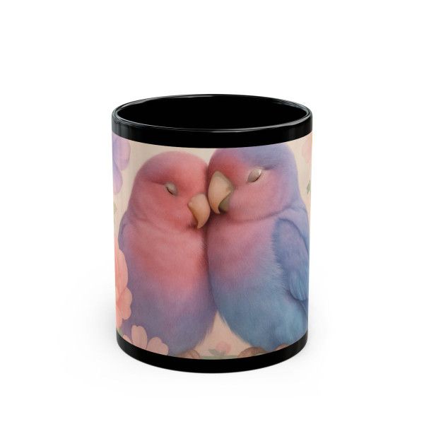 Whimsical Love Birds - Black Mug (11oz, 15oz)